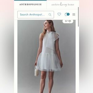 Anthropologie BHLDN Sophia High-Neck Bow-Tie Organza Mini Dress